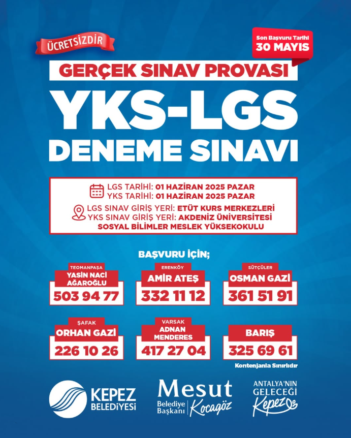 Antalya YKS ve LGS Gerçek Sınav Provası