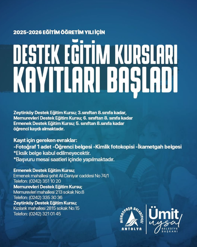 Applications for Antalya Support Education Courses Have Started
