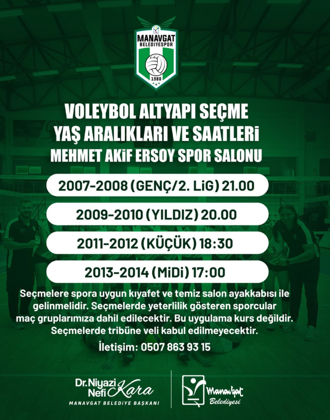 Manavgat Belediyespor Volleyball Youth Tryouts