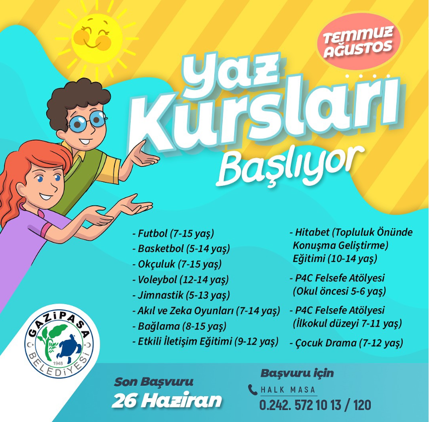 Summer Course Registrations Begin in Gazipaşa Antalya