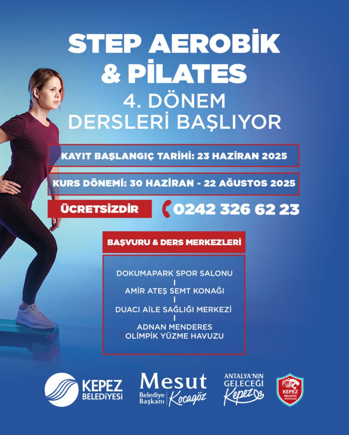 Kepez Belediyesi 4. Dönem Step Aerobik ve Pilates Dersleri featured image