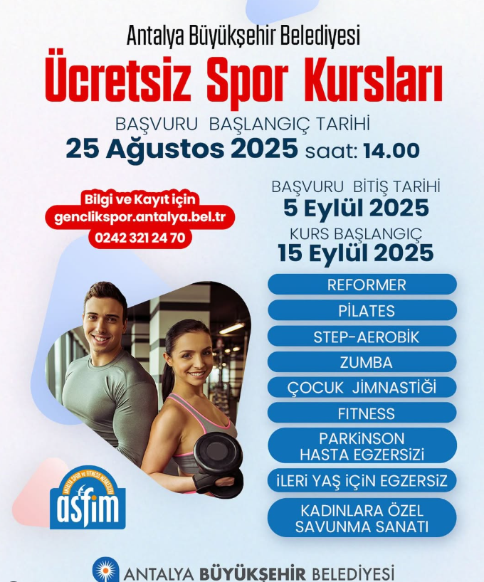 Antalya Metropolitan Municipality Free Sports Courses Are Starting