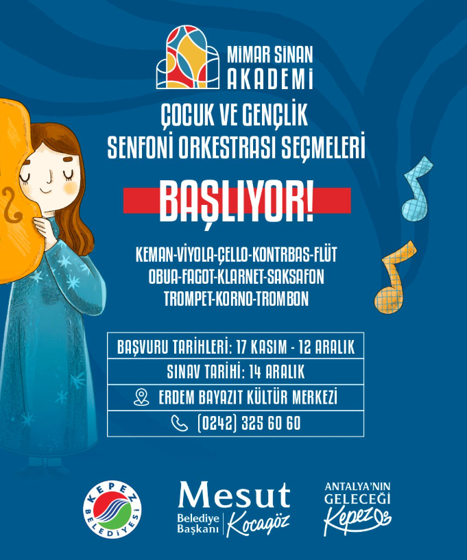 Начинаются прослушивания в Детский и Молодёжный симфонический оркестр Академии Мимара Синана featured image